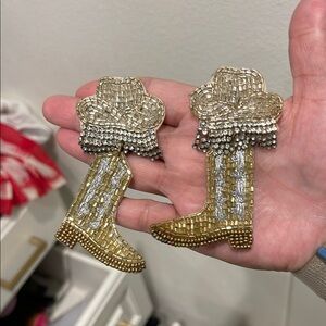 Gold and Silver Beaded Boot Earrings